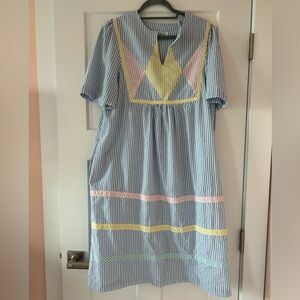 Styled by Saybury vintage seersucker house dress size M